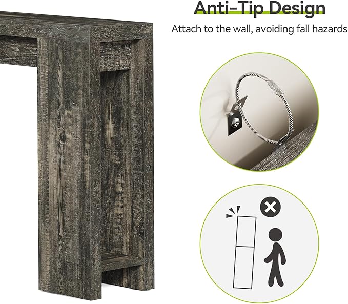 LITTLE TREE 70.9-Inch Long Console Table, Narrow Sofa Table Behind The Couch, Farmhouse Console Table for Living Room, Entryway, Hallway