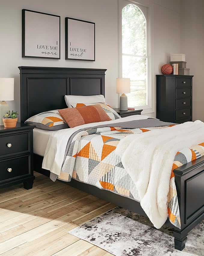 Signature Design by Ashley Lanolee Traditional 5 Drawer Chest for Bedroom, Black