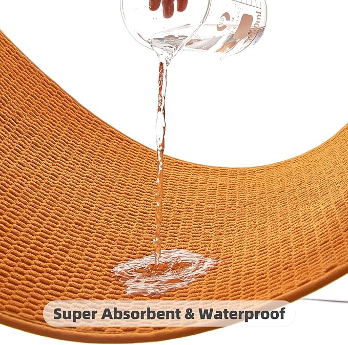 Bathroom Runner Rug - Non Slip, Washable, Super Absorbent Chenille Bath Mat for Bathroom - Quick Dry, Low Pile - Orange 24"x70"