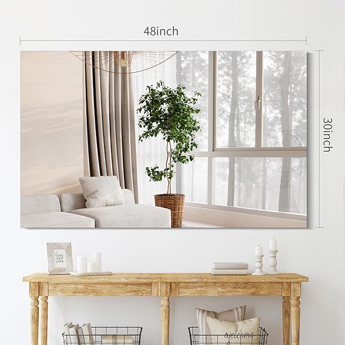 Frameless Mirror, 30x48 inch Rectangle Bathroom Mirrors for Wall, Upgraded Shatterproof Large Vanity Mirror Over Sink with Polished Edge for Bathroom,Bedroom,Living Room and Entryway