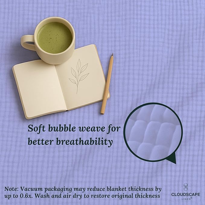 Soft 4 Layer Muslin Blanket Twin Size, 100% Cotton Blanket for Couch, Bed, Sofa, Pre-Washed Gauze, Best for Summer, 68x92, Lavender Blue