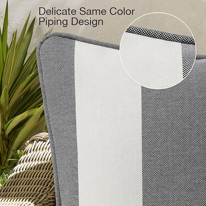 Decorative Outdoor Water Repellent Throw Pillows with Inserts, Set of 4, 18" x18" Pillows for Patio, Backyard, Bed, Couch, and Patio Furniture, Gray Stripe