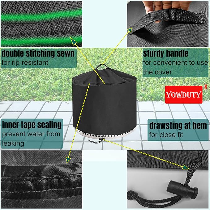 YOWDUTY Round Fire Pit Cover for Solo Stove Yukon 27 Inch, Waterproof Heavy Duty 600D Material Fire Pit Cover for 27" Solo Stove Yukon Series Firepit,Round 28" D x 18" H