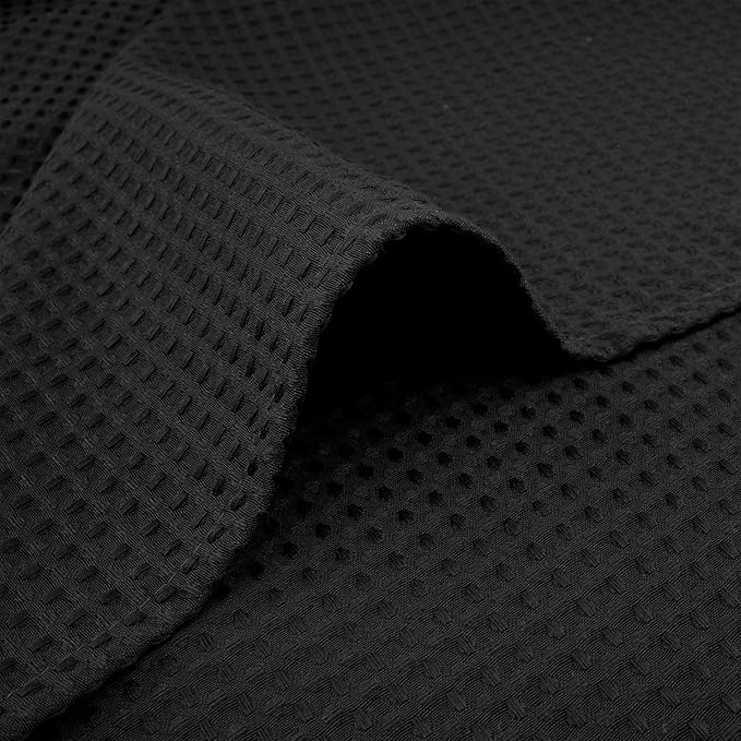 River Dream Heavyweight No Hooks Required Dotted Waffle Weave Shower Curtain with Snap in Liner -Stall 54W x 80H,Hotel Grade,Spa Like Bath Curtain,Black