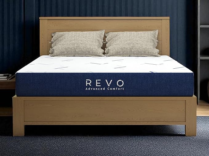 REVO SLEEP Gel Memory Foam Mattress, 8-Inch Queen – Cooling, Supportive Gel Foam Mattress for Pressure Relief and Breathable Comfort – Compact Profile, Big Comfort