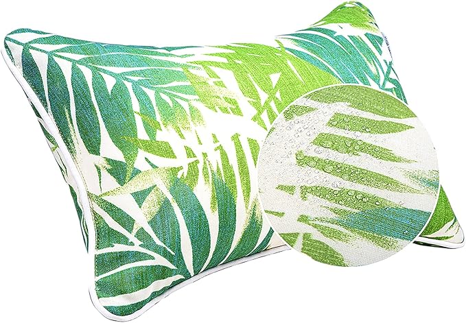 JMGBird Outdoor Lumbar Pillows Waterproof Set of 2 with Insert 12x20 Inch for Patio Furniture