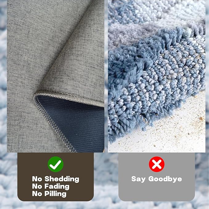 Yancorp 16"x26" Ultra Thin Bathroom Rugs,Low Profile Bath Mat Non Slip Fit Under Door Super Absorbent Shower Rug Washable Indoor Door Mat Small