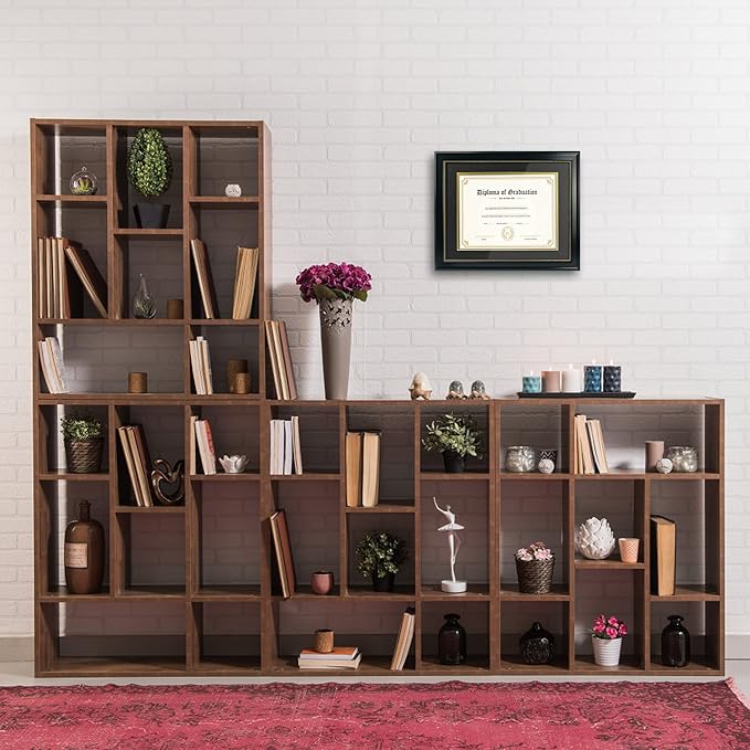 GraduatePro 8.5x11 Diploma Frame with Black Over Gold Mat or Display 11x14 Document Without Mat, CPA License Frame, UV Protection Acrylic, Black with Gold Beads