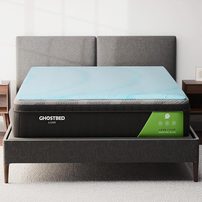 Ghostbed Plush Foam No Cover Mattress Topper, King 1.5 Inch Polyurethane Foam Plush Mattress Topper King for Back Pain, Durable and Easy to Install & Remove, Made in USA | CertiPUR-US Certified