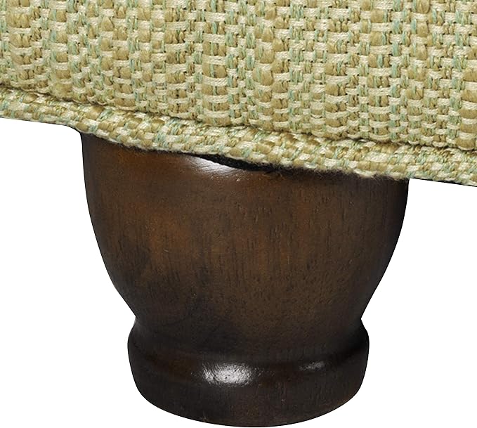 HomePop Home Decor |N8264-F1077 | Button Tufted Woven Round Storage Ottoman | Ottoman with Storage for Living Room & Bedroom, Tan & Cream Tweed