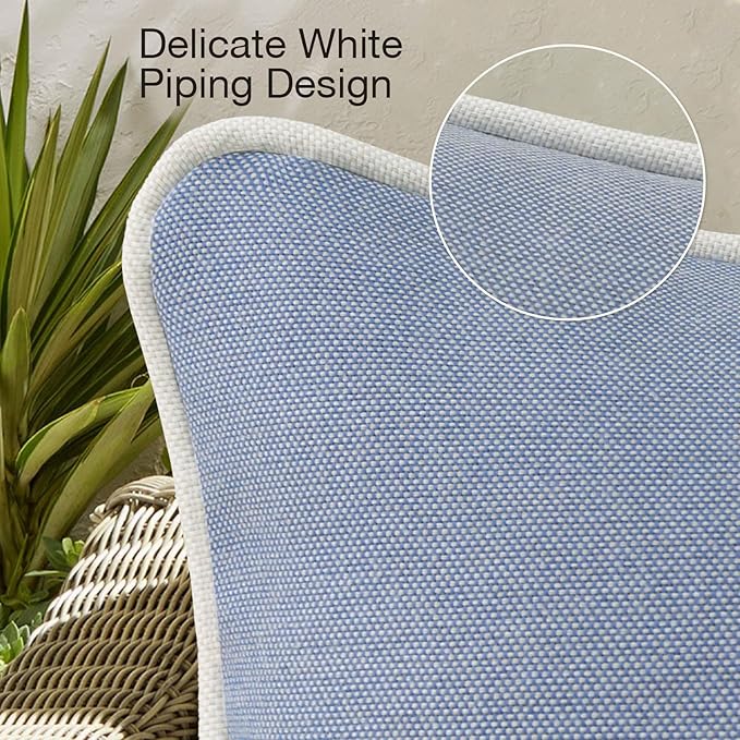 Decorative Outdoor Water Repellent Throw Pillows with Inserts, Set of 4, 18" x18" Pillows for Patio, Backyard, Bed, Couch, and Patio Furniture, Powder Blue