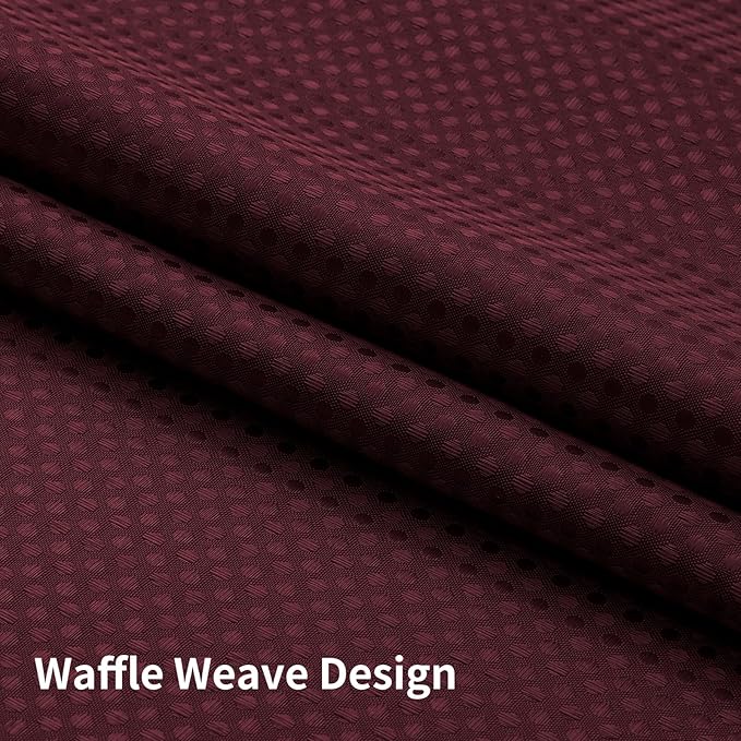 Colorful Star No Hook Shower Curtain with Snap in Fabric Liner, Waffle Weave Heavy Duty Thick Shower Curtains with Mesh Top Window, Hotel Style Waterproof Bathroom Curtain Set, 72 x 87 Inch, Burgundy