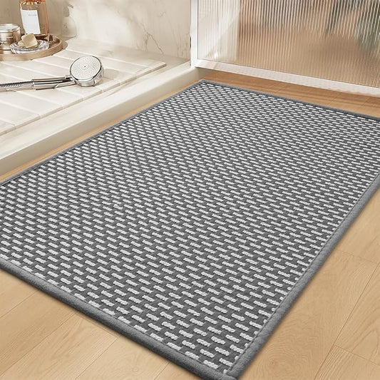 RESARE Non Slip Bath Mat - Machine Washable Bathroom Rugs, Super Absorbent Bath Mat Quick Dry Bathroom Mat, Bath Rugs Ultra Soft Rugs for Bathroom Floor, 20"x32" Dark Grey