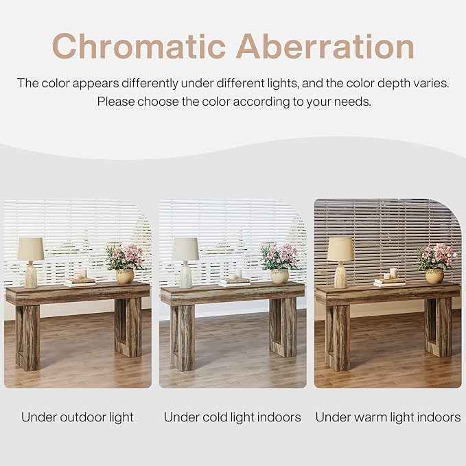 Tribesigns 63-Inch Long Console Table, Farmhouse Wooden Sofa Table Behind The Couch, Narrow Entryway Table for Entrance, Hallway, Living Room (Mottled Gray Brown)