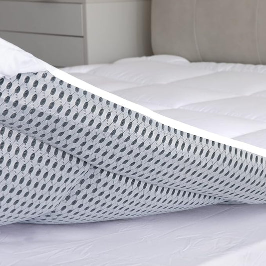 Mattress Pad with 100% Cotton Cover, Down Alternative Bed Pad for Optimum Cushioning & Support, Breathable White Color, Twin XL Size