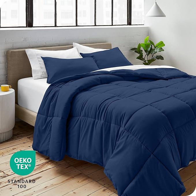 Bare Home Comforter Set - Ultra-Soft - Goose Down Alternative - Premium 1800 Series - All Season Warmth (Twin/Twin XL, Dark Blue)