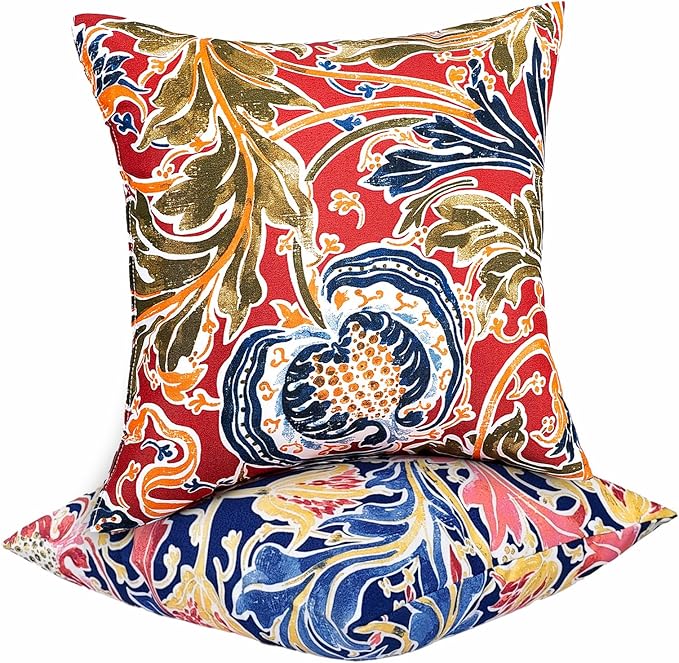 JMGBird 18×18 Inch Outdoor Lumbar Pillows Pack of 2 Colors Waterproof Throw Pillows with Insert Rectangular Decorative Garden Cushion for Home Furniture Patio Coach Sofa