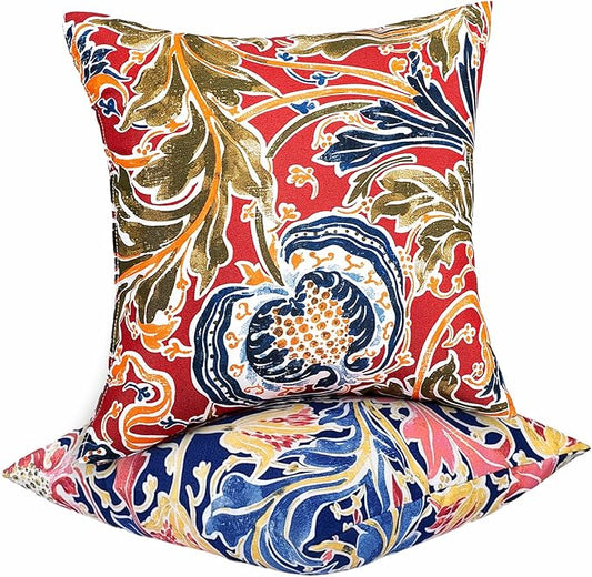 JMGBird 18×18 Inch Outdoor Lumbar Pillows Pack of 2 Colors Waterproof Throw Pillows with Insert Rectangular Decorative Garden Cushion for Home Furniture Patio Coach Sofa