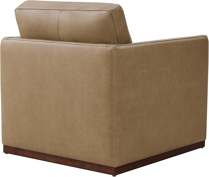 CHITA Genuine Leather Swivel Accent Chair, FSC Certified Mid Century Modern Arm Chair for Living Room and Bedroom, Fully Assembled, Mocha