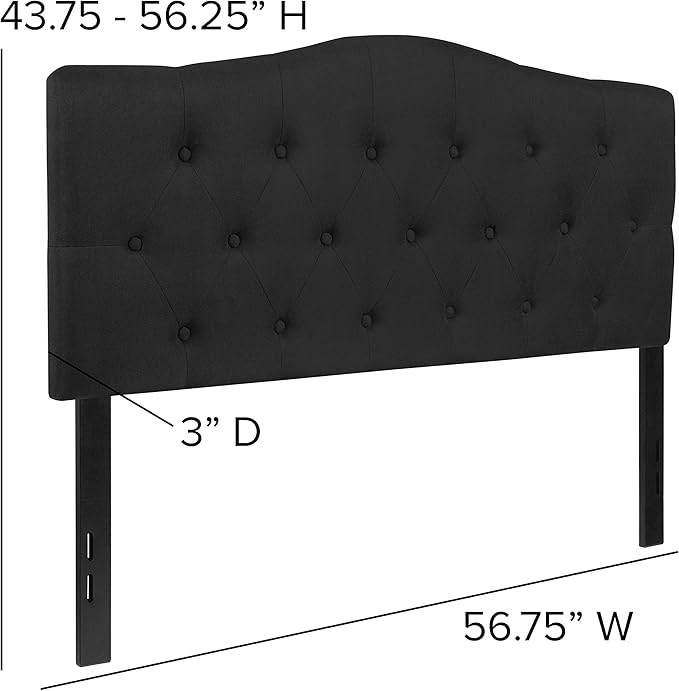Flash Furniture Cambridge Tufted Upholstered Full Size Headboard in Black Fabric