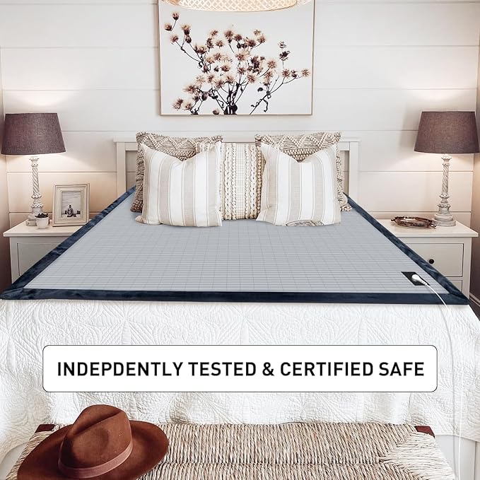 STARLENGET Grounding Blanket for for Bed Sleeping Therapy, Pain Relief,Imrpoving Sleep. Grounded Throw Kit, Conductive Silver Fiber Blanket. Grounding Cord Included 80 x 55 Inch Throw