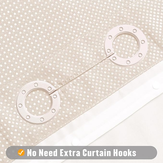 MitoVilla No Hooks Needed Pink Waffle Shower Curtain with Snap-in Liner, Modern Waffle Weave Heavy Duty Fabric Cloth Shower Curtain for Luxury Neutral Hotel Spa Bathroom Decor, 72 x 74, Blush Pink