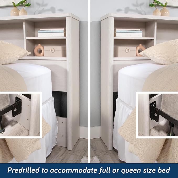 Sauder Dover Edge Full/Queen Bookcase Headboard, Glacier Oak Finish