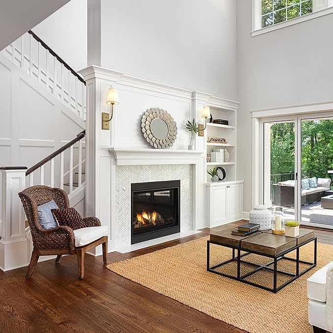 Farmhouse Brass Wall Sconce 1-Light, Linen Fabric Shade Wall Lamp Hardwired Indoor Wall Light for Bedroom Living Room Vanity Bathroom (White Cloth 2-Pack)