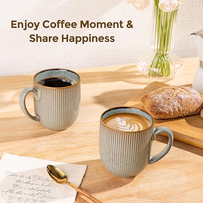 GBHOME Ceramic Coffee Mugs Set of 6, 12oz Handmade Ceramic Coffee Mugs Set with Gradient color for Latte/Tea/Beer/Hot Cocoa, Dishwasher & Microwave Safe