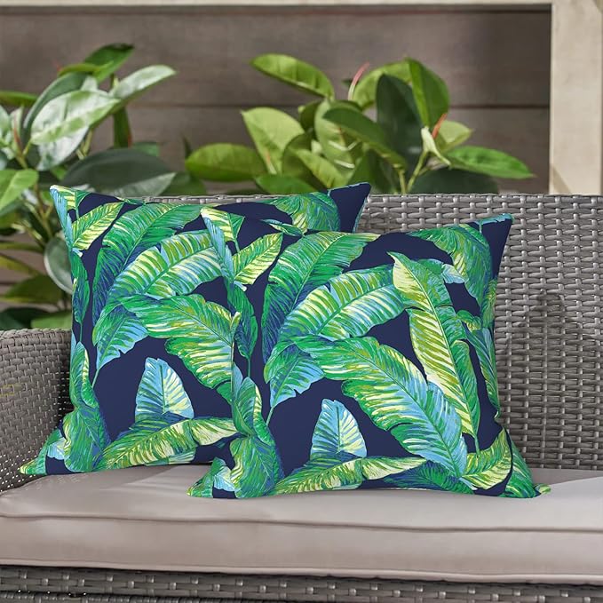 LVTXIII Indoor Outdoor Pillow Covers, Covers ONLY Patio Accent Square Toss Pillow Cushion Case 18" x 18" Pack of 2 for Chair Sofa Couch Patio Furniture Decoration – Hanalei Lagoon
