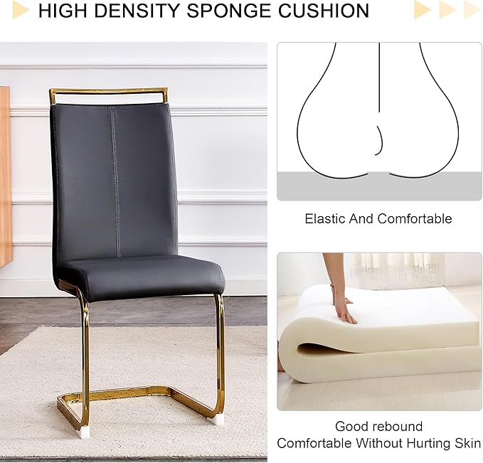 45 Inch Round Dining Table Set for 4, 5 Piece Kitchen Table and Chairs Set, White Faux Marble Table Top, Small Space Dining Set for Apartment or Dining Room