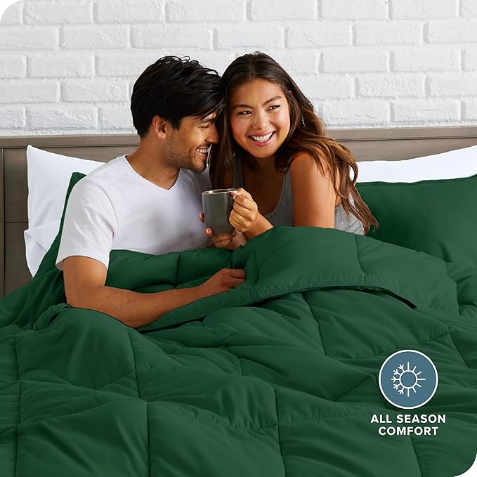 Bare Home Comforter Set - Full Size - Ultra-Soft - Goose Down Alternative - Premium 1800 Series - All Season Warmth (Full, Forest Green)