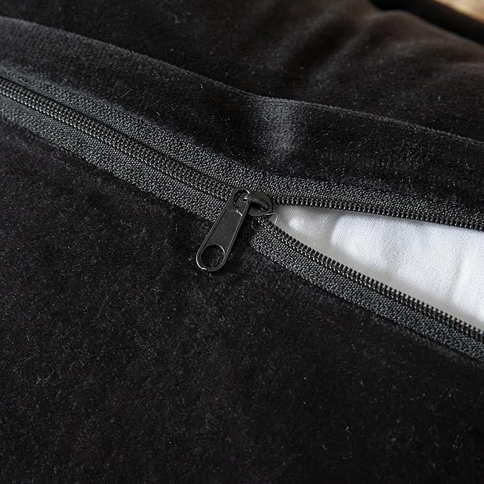 Yaertun Pack of 2 Chenille Textured Decorative Throw Pillow Covers Accent Solid Cushion Cover Soft Cozy Pillow Case with Velvet Back for Couch Sofa Bed Living Room 18x18 Inch Black