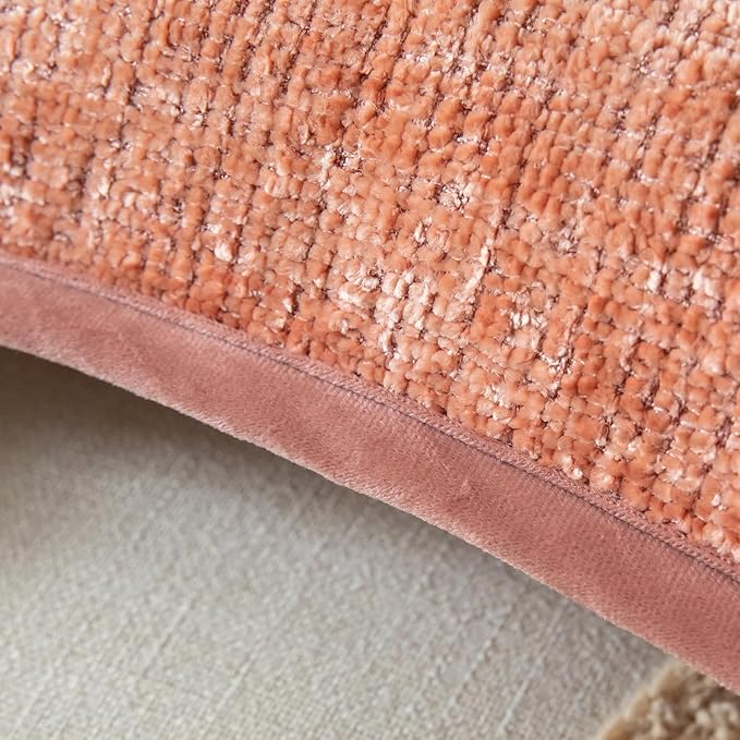 Yaertun Pack of 2 Chenille Textured Decorative Throw Pillow Covers Accent Solid Cushion Cover Soft Cozy Pillow Case with Velvet Back for Couch Sofa Bed Living Room 12x20 Inch Pink