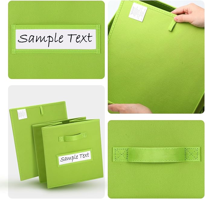 artsdi 13x13 storage cube bins (Set of 10) Foldable Fabric storage cubes with 10 Labels Window Cards & a Pen,13 inch cube storage bins,Closet Organizers for Shelves,Cubby Organizer Boxes,lime green