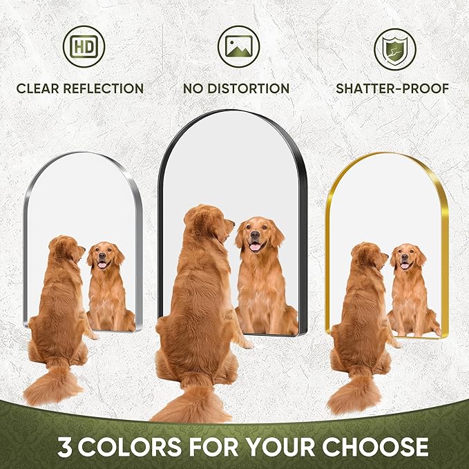 Suidia 24" x 36" Bathroom Mirror, Bathroom Vanity Mirror Metal Framed, Wall-Mounted Mirrors for Bedroom, Living Room, Entryway, Hallway, Black, Arch Style