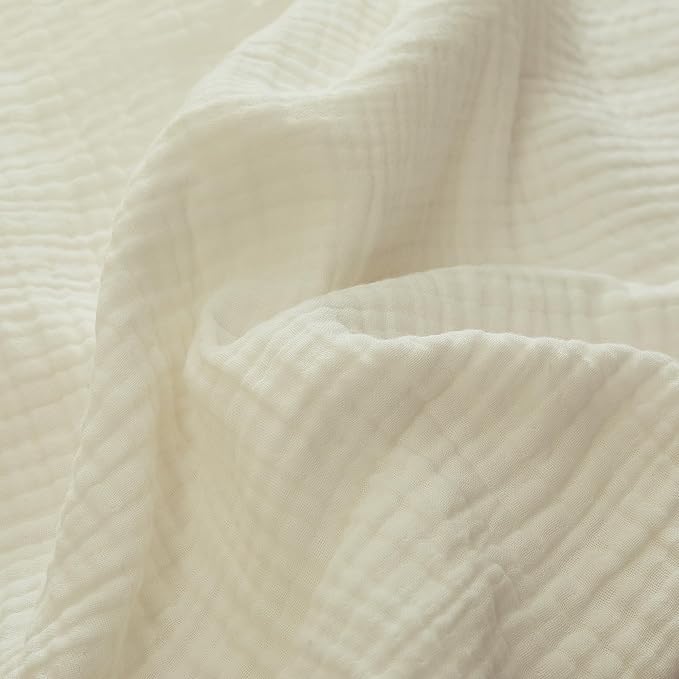 100% Cotton Muslin King Blanket (108" x 90") – A Luxuriously Soft, 4-Layer Lightweight and Breathable Gauze Blanket, Perfect for Year-Round use on beds, couches (Ivory, King)