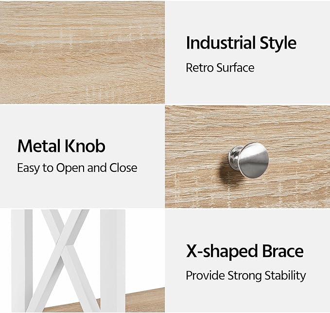 Yaheetech Console Table with Drawer, Narrow Sofa Table with Storage Shelves for Living Room, 3-Tier Entryway Tables with Metal Frame, Light Oak