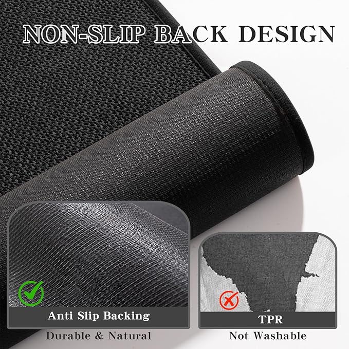 chakme Bathroom Rugs Mat U-Shaped 24x17, Ultra ThinNon Slip Bath Mat Small Quick Dry Absorbent Bath Matfor Bathroom Floor, (Black, U-24"x17")