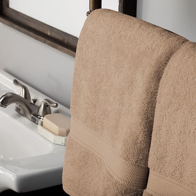 Superior Egyptian Cotton Pile 10 Piece Towel Set, Includes 2 Bath, 4 Hand, 4 Face Towels/Washcloths, Ultra Soft Luxury Towels, Thick Plush Essentials, Guest Bath, Spa, Hotel Bathroom, Latte