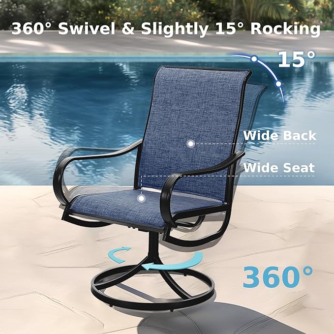 MFSTUDIO Outdoor Patio Dining Set for 6, Patio Table and Chairs Set with Umbrella Hole, Outdoor Patio Furniture Set for Deck, Backyard, Poolside & Garden