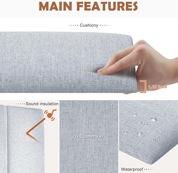 IFNOW Upholstered Wall Mounted Headboard, 3D Soundproof Wall Panels Peel and Stick for Queen Size, Reusable and Removable Tufted Bed Headboard in Blue White (9 Panels, 10" x 24")