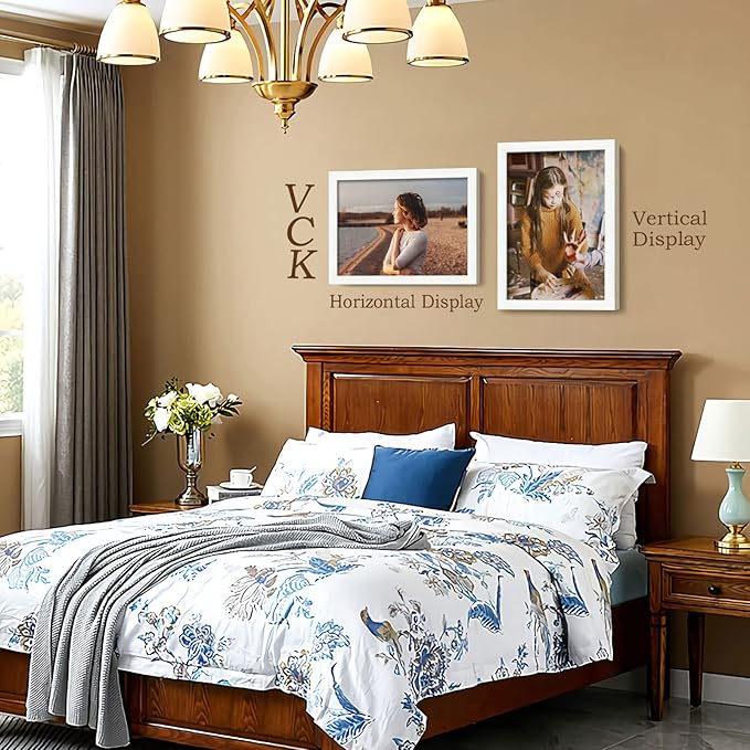 VCK 13x19 Poster Frame 2 Pack, Solid Wood White Picture Frames with Exclusive Woodgrain, Wall Gallery Frame