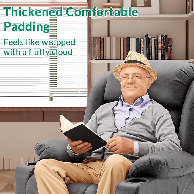 VIVIJASON Tall Man Large Dual Motor Power Lift Recliner Chair with Extended Footrest, Oversized Lay Flat Sleeper Electric Recliner W/Heat & Massage, Lumbar Pillow, USB & Type-C Ports, Gray