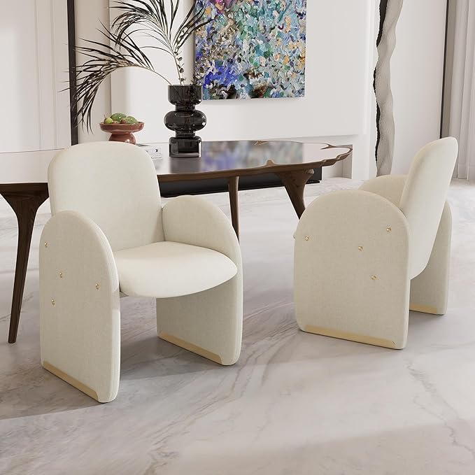 YOUTASTE Oversized Accent Chair for Living Room Bedroom Office, Upholstered Mohair Armchair with Wood Frame and Gold Metal Legs, Mid-Century Modern Lounge Chair, Beige