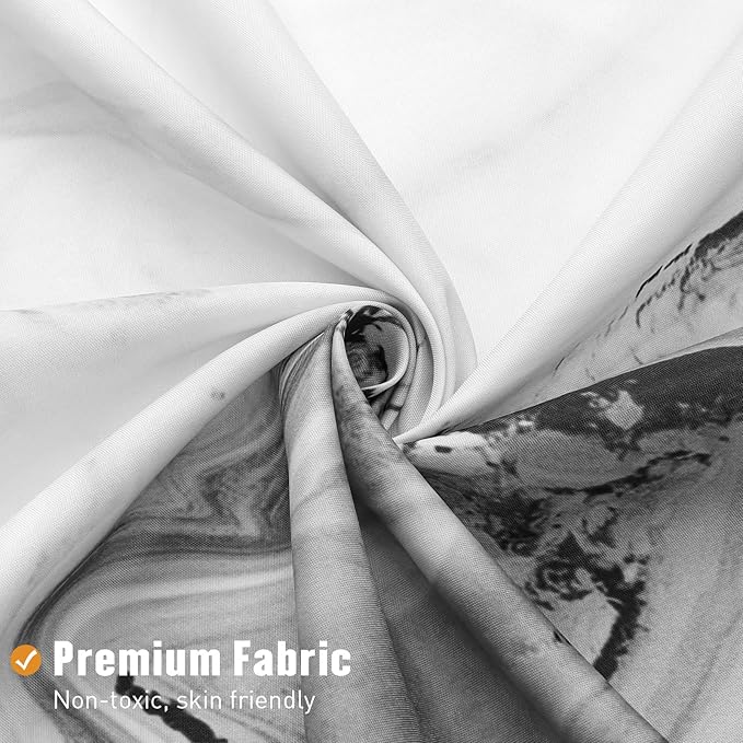 MitoVilla Grey Marble Shower Curtain, Abstract Ombre Fabric Shower Curtains for Modern Bathroom Decor, Luxury Cloth Watercolor Shower Curtain, 72x72