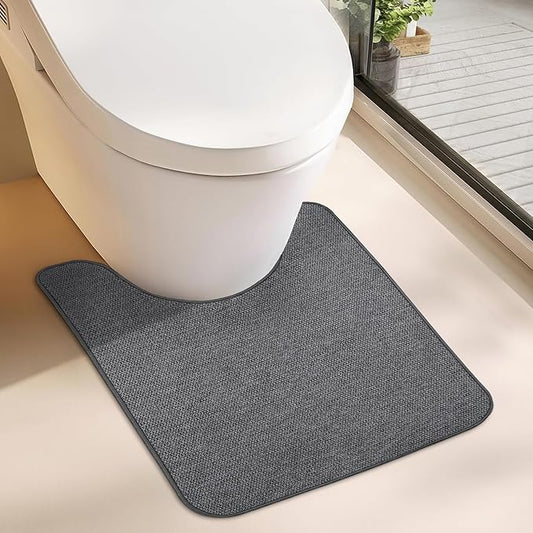 Toilet Rugs U Shaped Bathroom Rug,Machine Washable Non Slip Quick Dry Super Absorbent Ultra Thin Toilet Mats for Bathroom Toilet.Dark Grey,1'8"x2'(20x24inch)