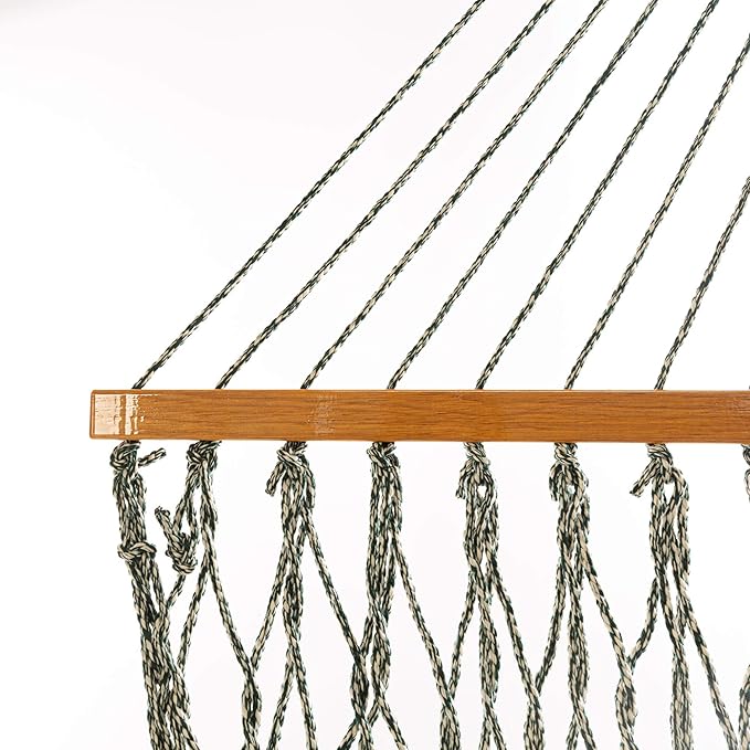 Original Pawleys Island 15DCOTG Presidential Green Oatmeal Heirloom Tweed DURACORD Rope Hammock w/Extension Chains & Tree Hooks, Handcrafted in The USA, 450 LB Weight Capacity, 13 ft. x 65 in.