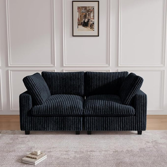 JACH 78" Deep Seat Sectional Couches, Convertable Modular Sleeper Sofa for Living Room, Love Seat Couch, Sofa Covers Washable, Modular Sectional Sofas for Living Room, Apartment, Black