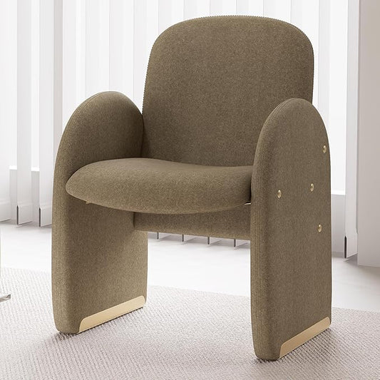 YOUTASTE Oversized Accent Chair for Living Room Bedroom Office, Upholstered Mohair Armchair with Wood Frame and Gold Metal Legs, Mid-Century Modern Comfy Lounge Chair, Sandy Brown